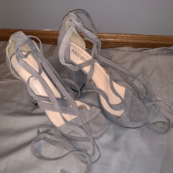 Public Desire Shoes - Grey Lace Up Platform Sandal